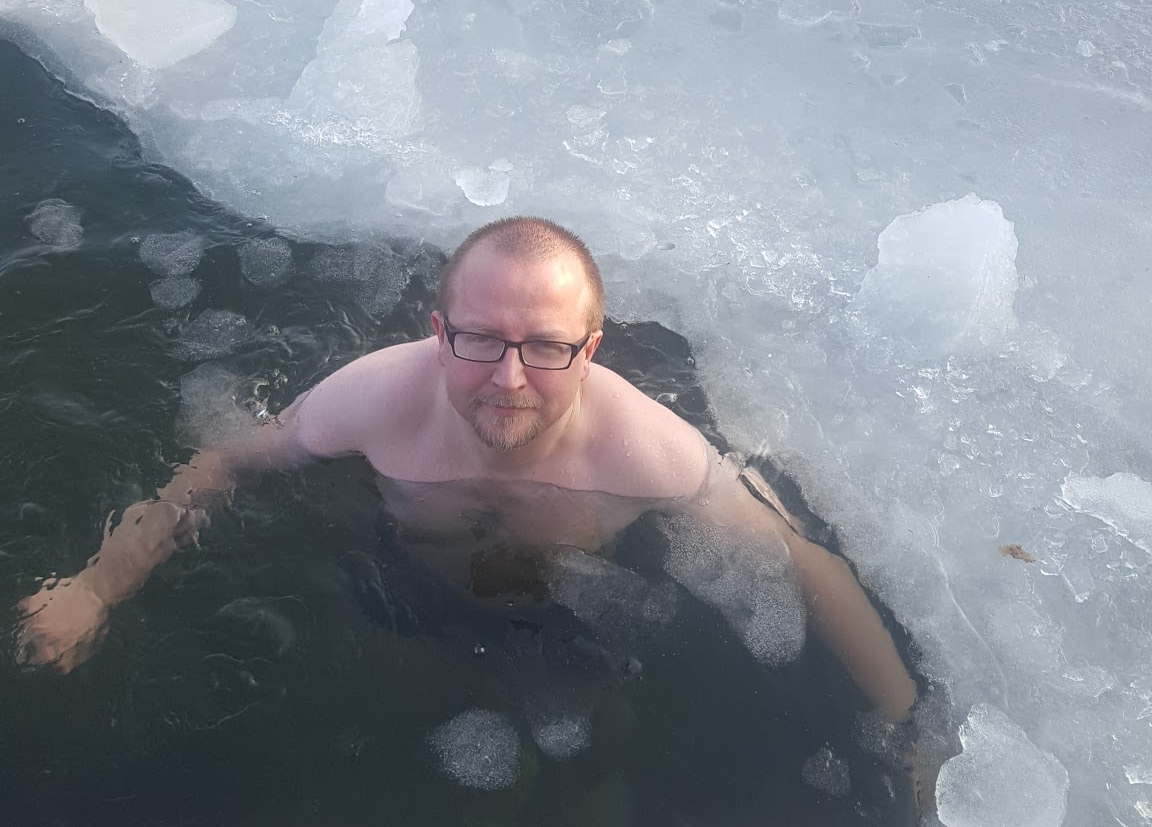 I am winter bathing in the frozen sea