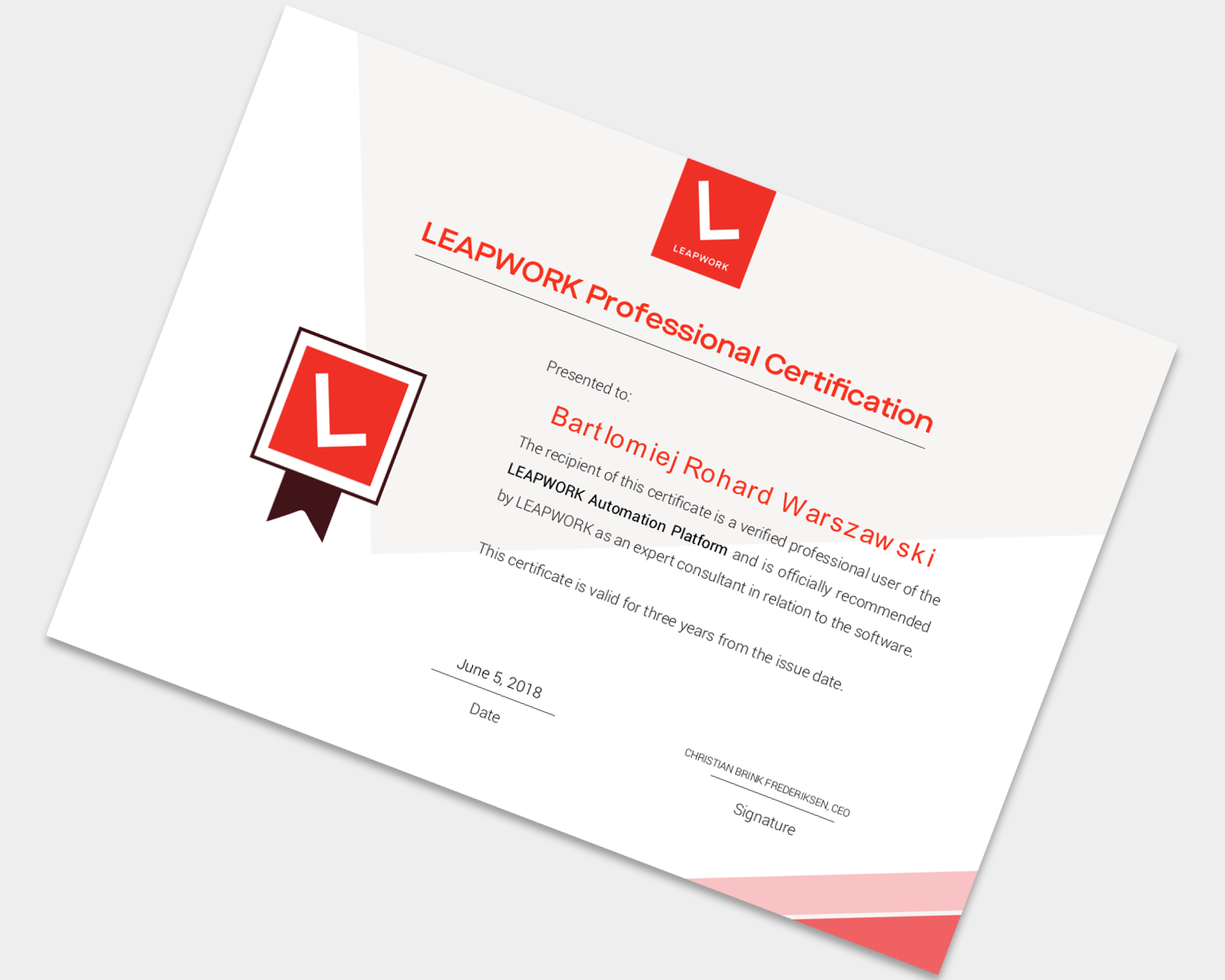 LeapWork certificate